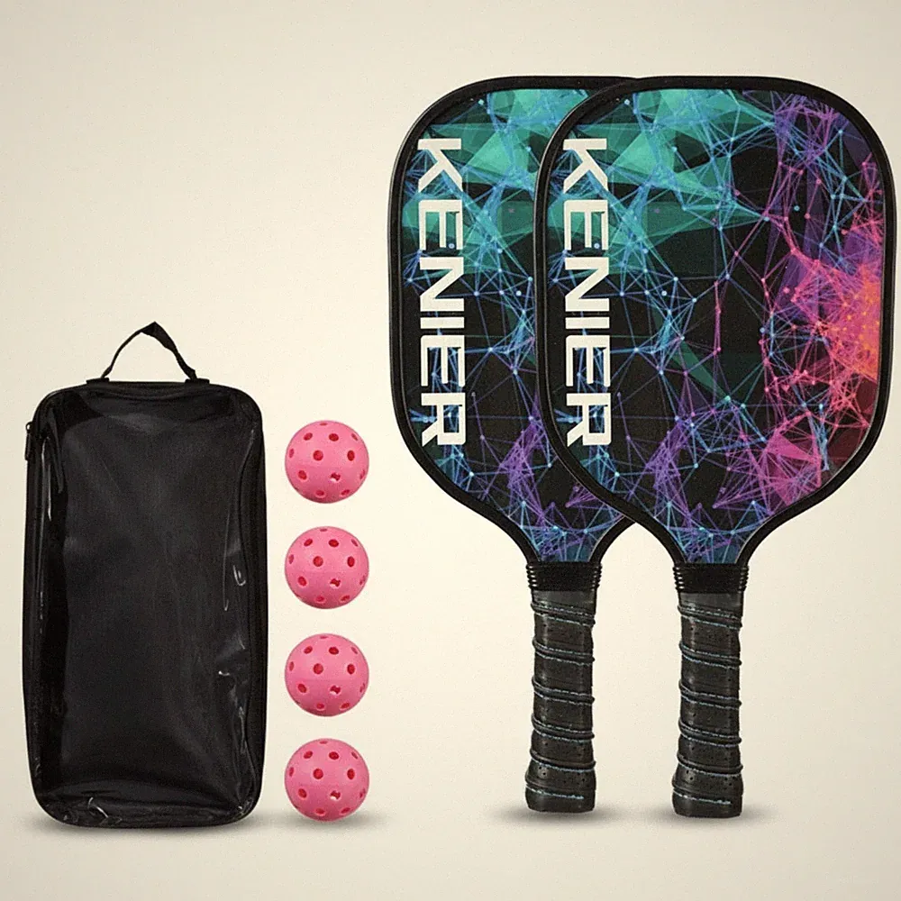 2 Pieces Pickleball Komplettset weißer Rand Pickleball Schläger Set mit Tasche