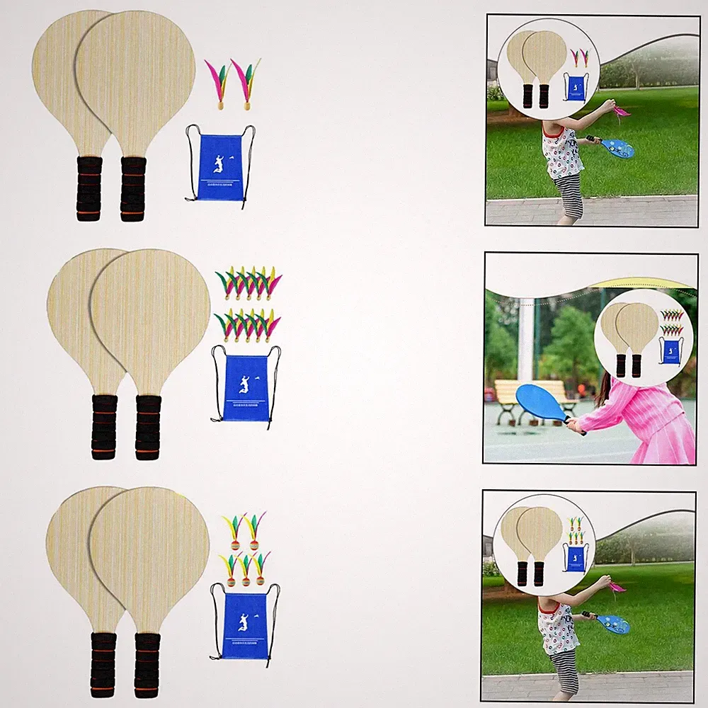 2 stück Badminton Paddle Set mit Bälle Pickleball für Garten Gym Indoor
