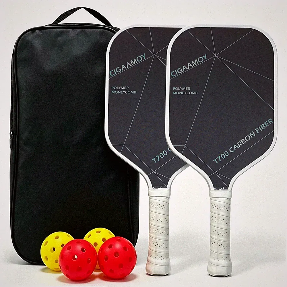 2 Stück Karbon-Pickleball-Schläger stoßdämpfend Pickleball-Schläger mit Tasche