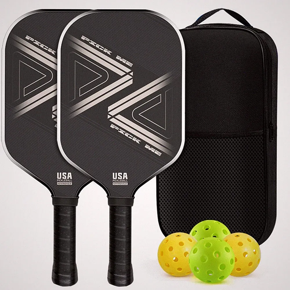 2 Stück Pickleball-Schlägerset mit Tasche Perforiert Sportgerät Stoßdämpfend