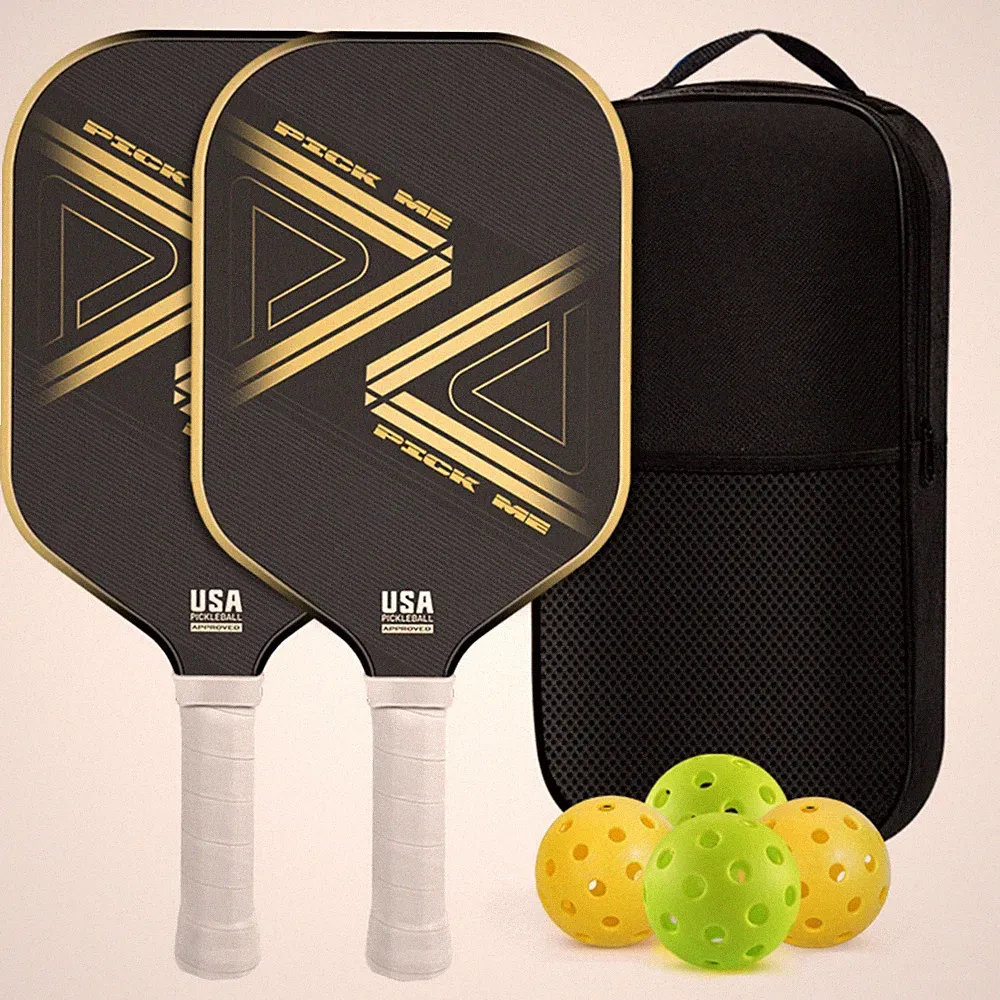 2 Stück Pickleball-Schlägerset mit Tasche texturiert Sportgerät rutschfest