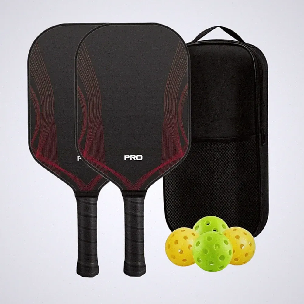 2 Stück Pickleball-Schlägerset mit Tasche und Bällen perforiert für Freizeit