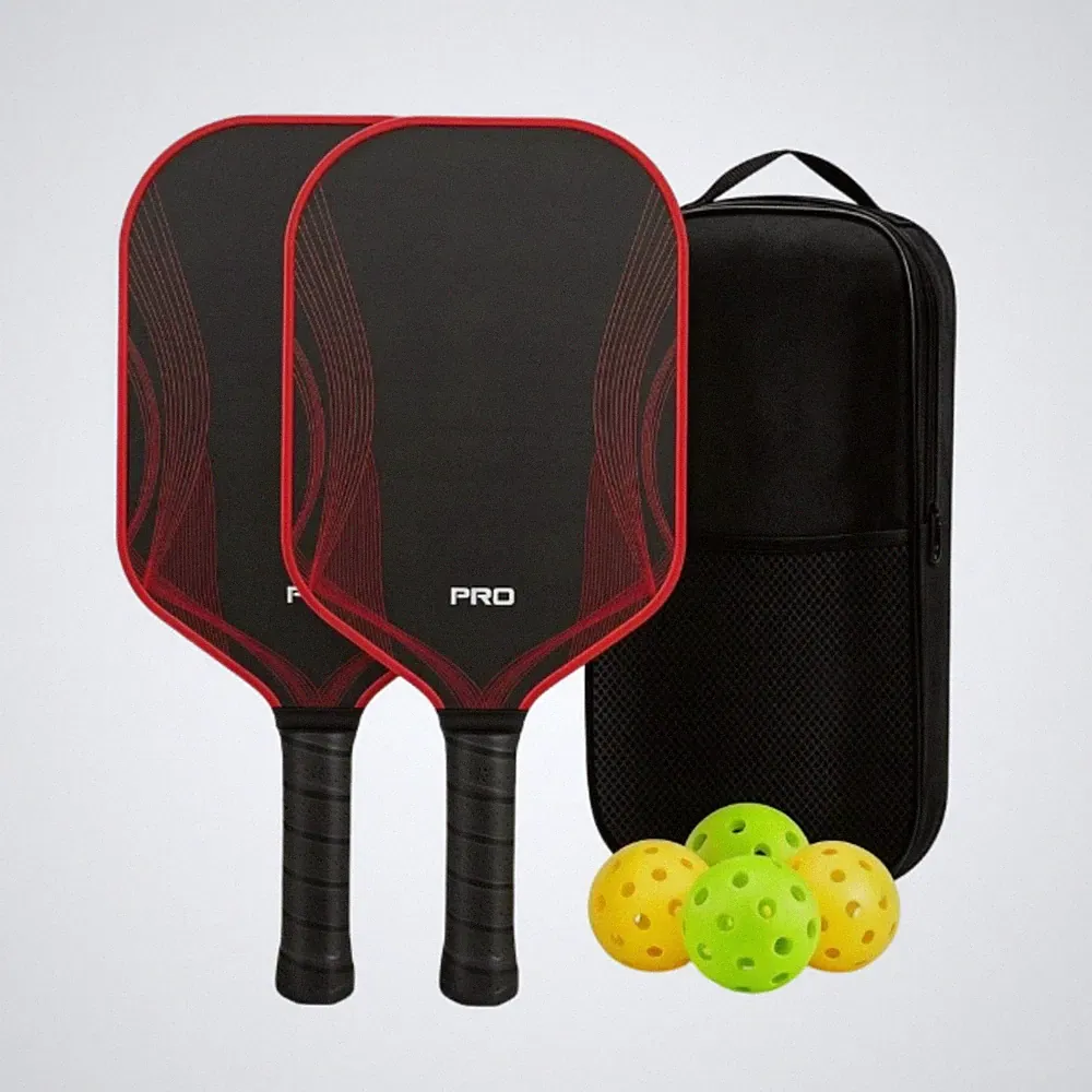 2 Stück Pickleball-Schlägerset mit Tasche und Bällen perforiert Paddel