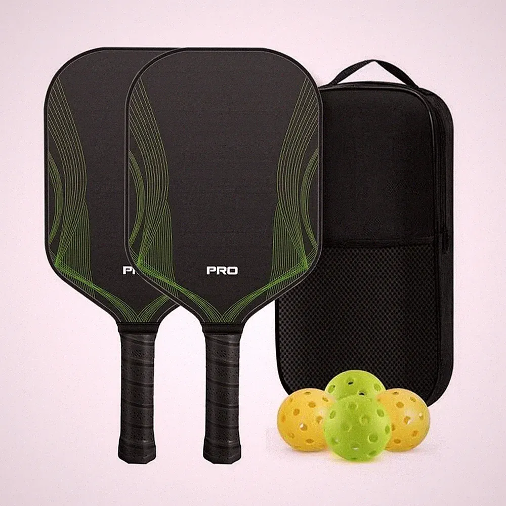2 Stück Pickleball-Schlägerset mit Tasche und Bällen stabil für Anfänger