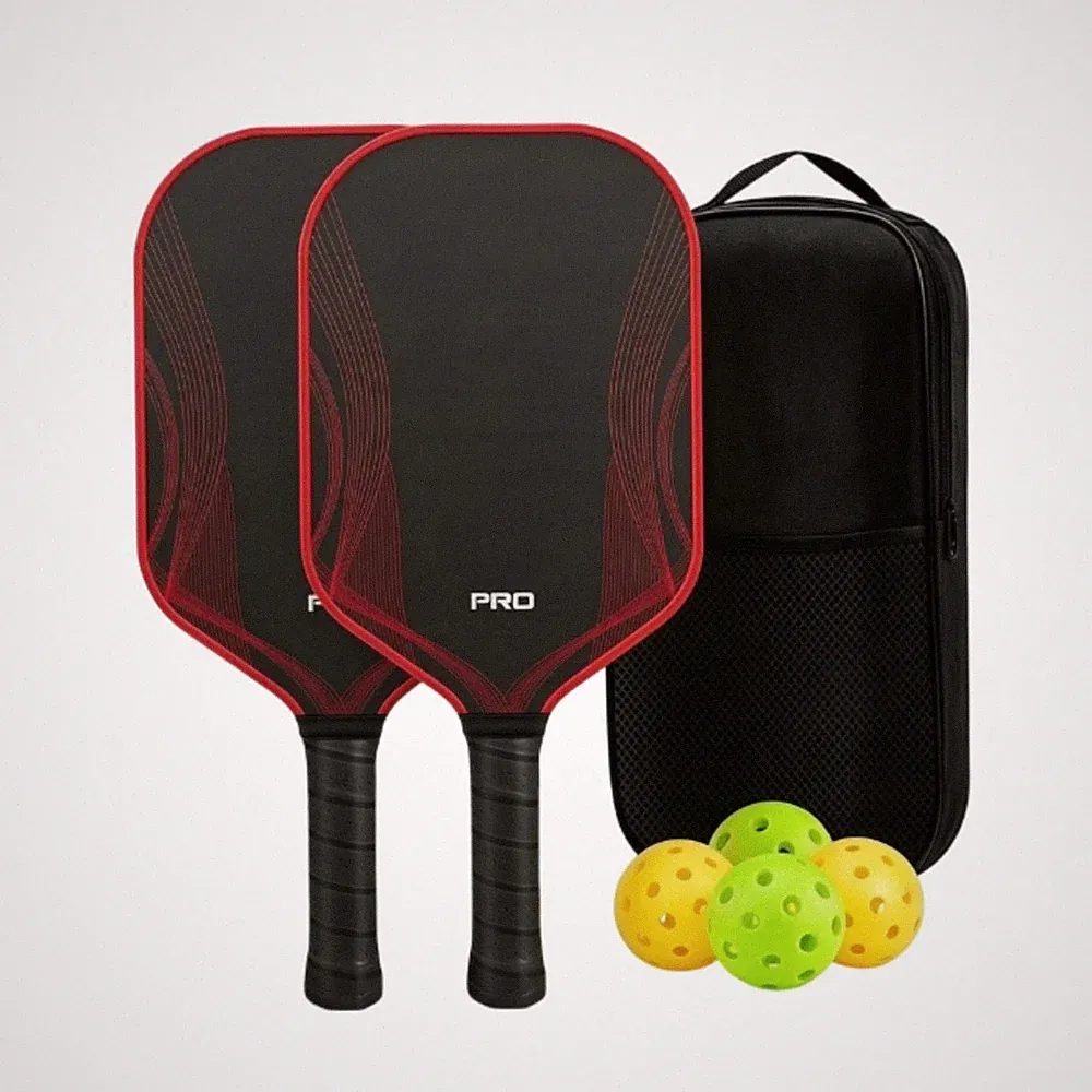 2 Stück Pickleball-Schlägerset mit Tasche und Bällen stabil für Freizeit