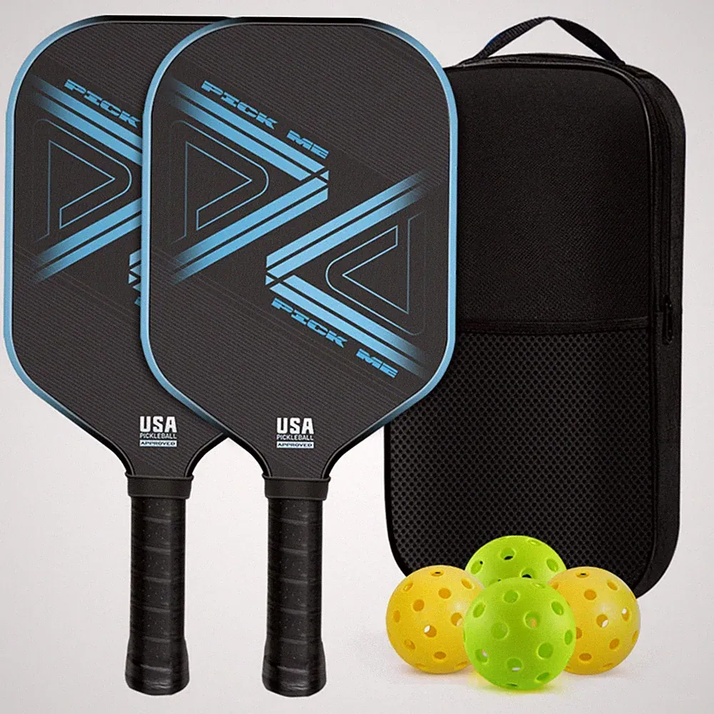 2 Stück Pickleball-Schlägerset mit Tasche Wabenkern Sportgerät Stoßdämpfend