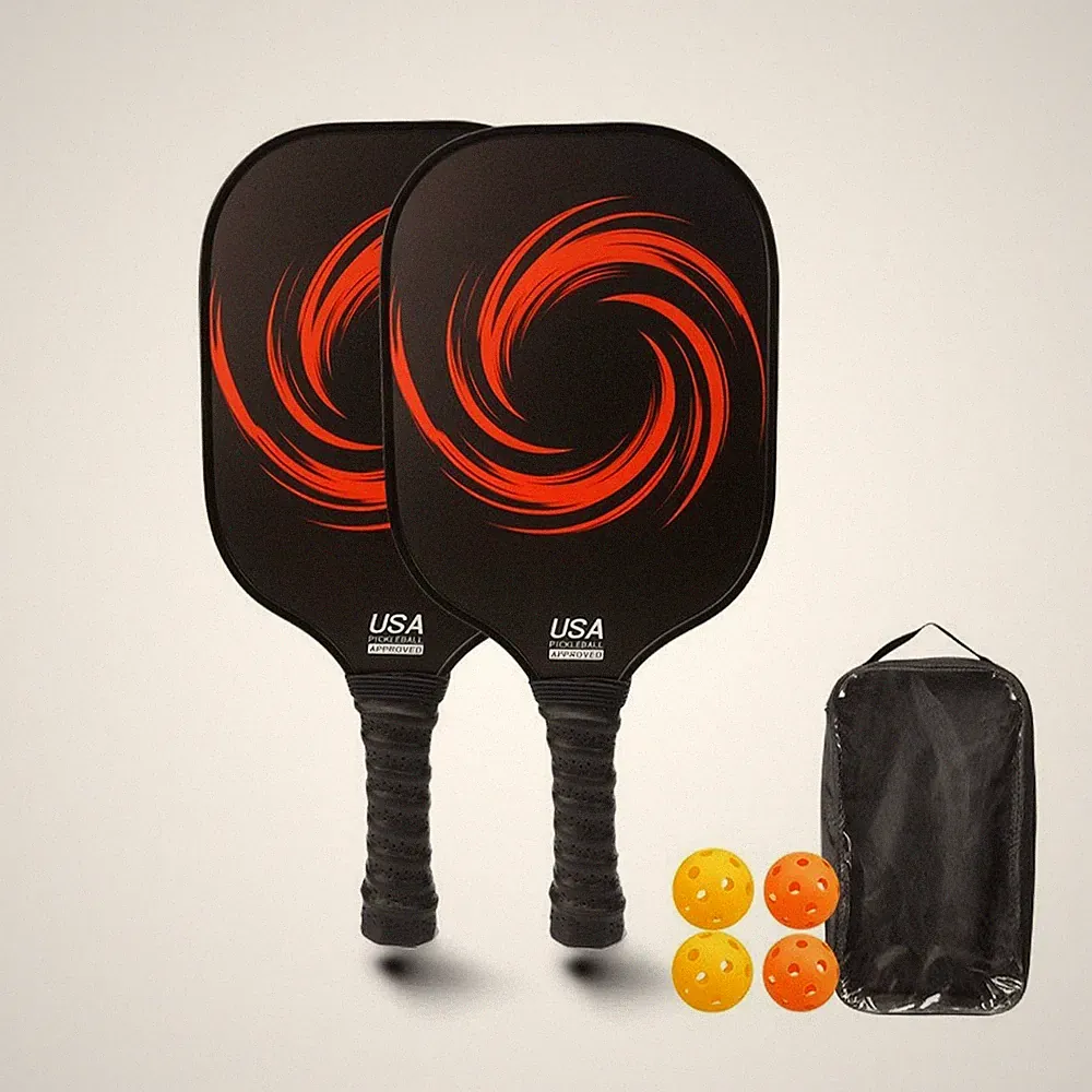 2 Stück Pickleball-Set mit Bällen Fiberglas Pickleball-Schlägerset 16 mm Kern