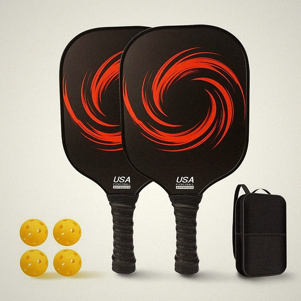 2 Stück Pickleball-Set mit Bällen Fiberglas Pickleball-Schlägerset ergonomisch