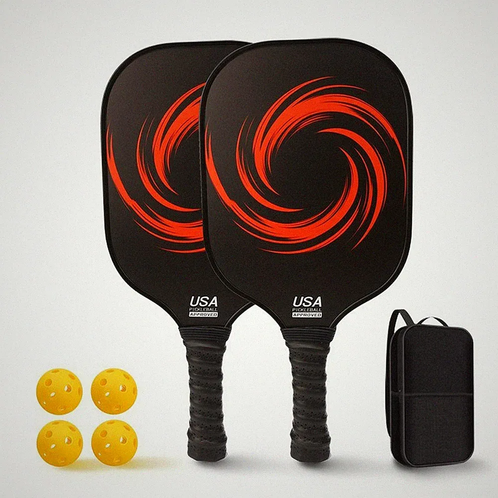 2 Stück Pickleball-Set mit Bällen Fiberglas Pickleball-Schlägerset für Anfänger