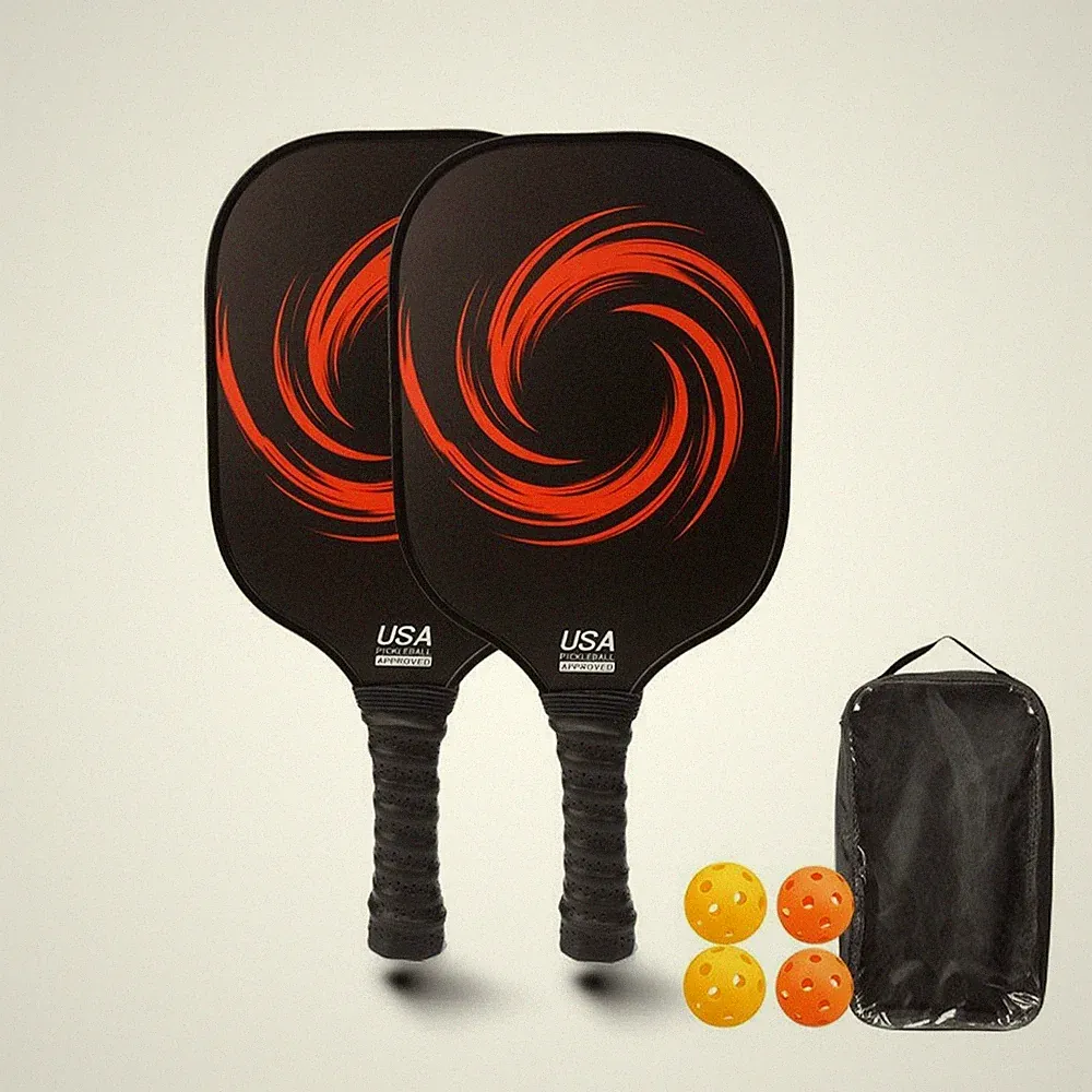2 Stück Pickleball-Set mit Bällen Fiberglas Pickleball-Schlägerset für Training