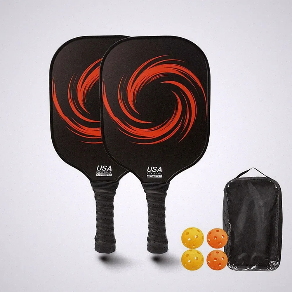 2 Stück Pickleball-Set mit Bällen Fiberglas Schläger mit Bällen Rutschfest
