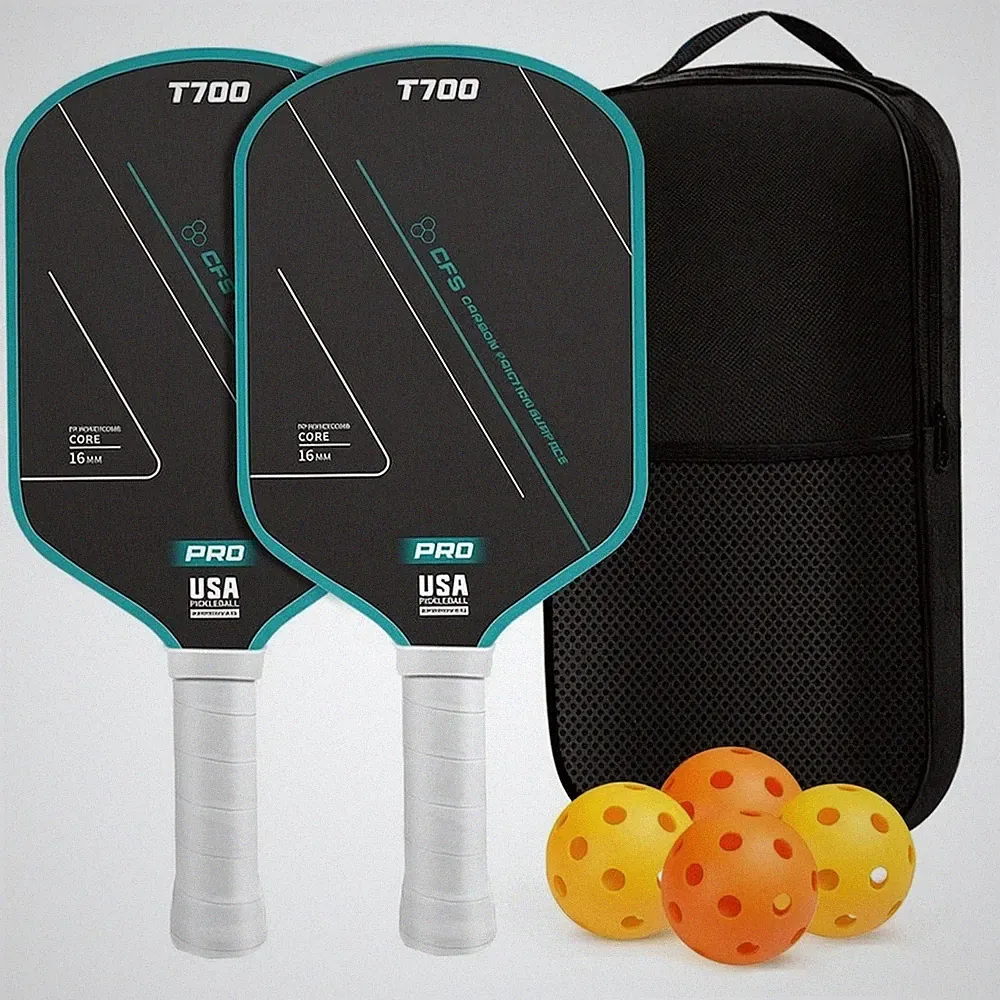 2 Stück Pickleball-Set mit Tasche und Bällen Carbon Ball Tragbar für Training
