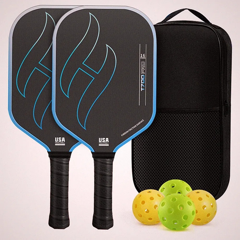 2 Stück Pickleball-Set mit Tasche und Bällen Carbon für Training