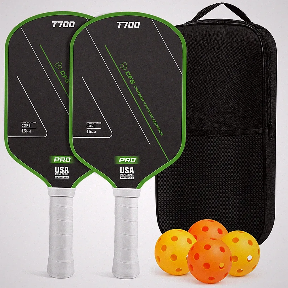 2 Stück Pickleball-Set mit Tasche und Bällen Carbon für Training, Hobbyspieler