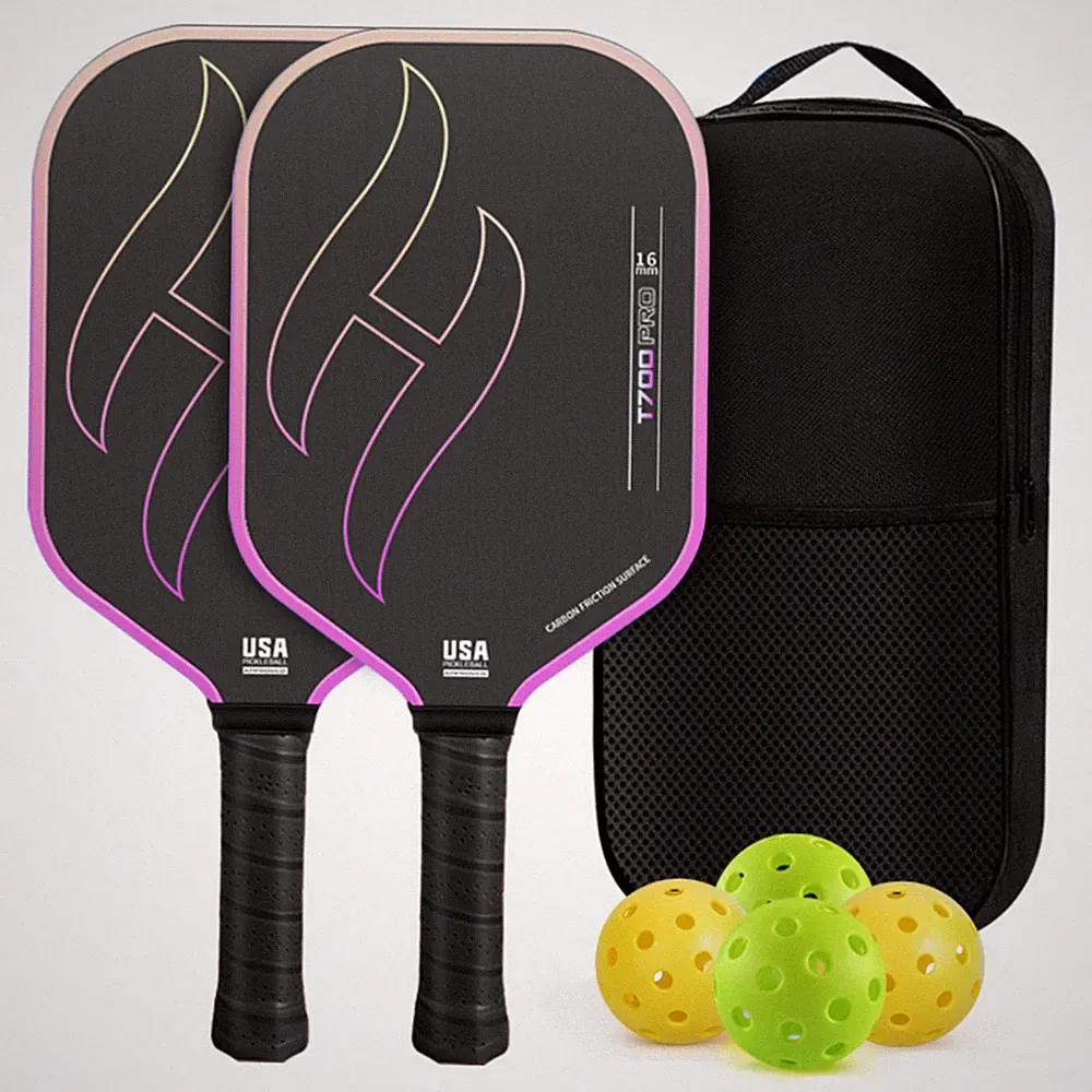 2 Stück Pickleball-Set mit Tasche und Bällen Carbon für Training, Vereinssport