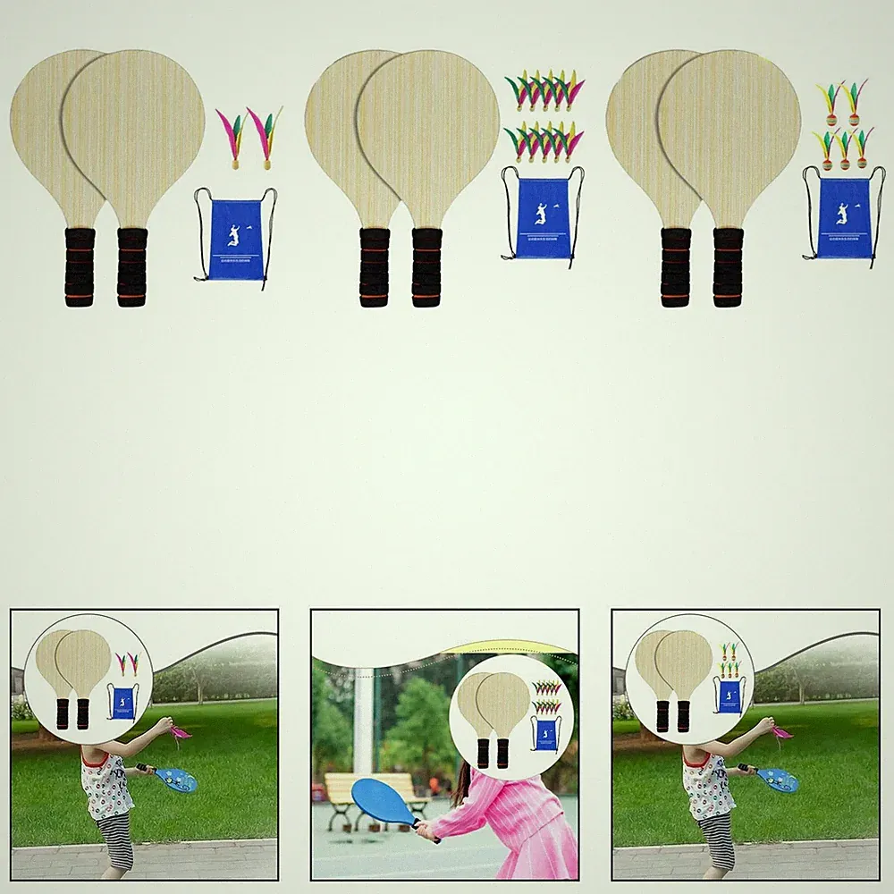 2Pcs Kinder Badminton Paddle Set Tragbare Pickleball für Garten Strand