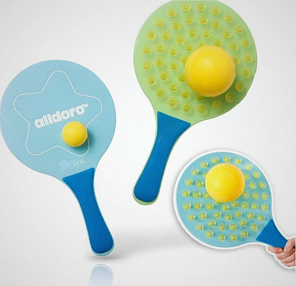 Alldoro 60070 Sticky Beachball-Set - 2In1 Strandspiel Mit 2 Ergonomischen Schläg