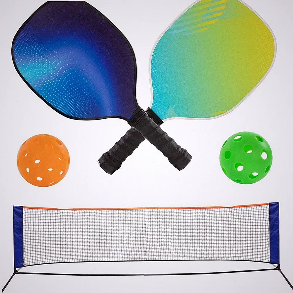 Idena Pickleball Set mit 2 Paddle-Schlägern Netz mit Ständer Indoor Outdoor Ball