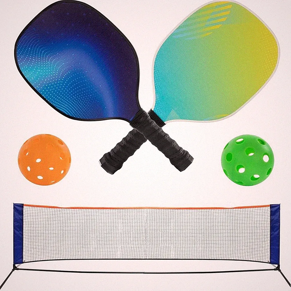 Idena Pickleball Set mit 2 Paddle-Schlägern Netz mit Ständer Indoor Outdoor Ball