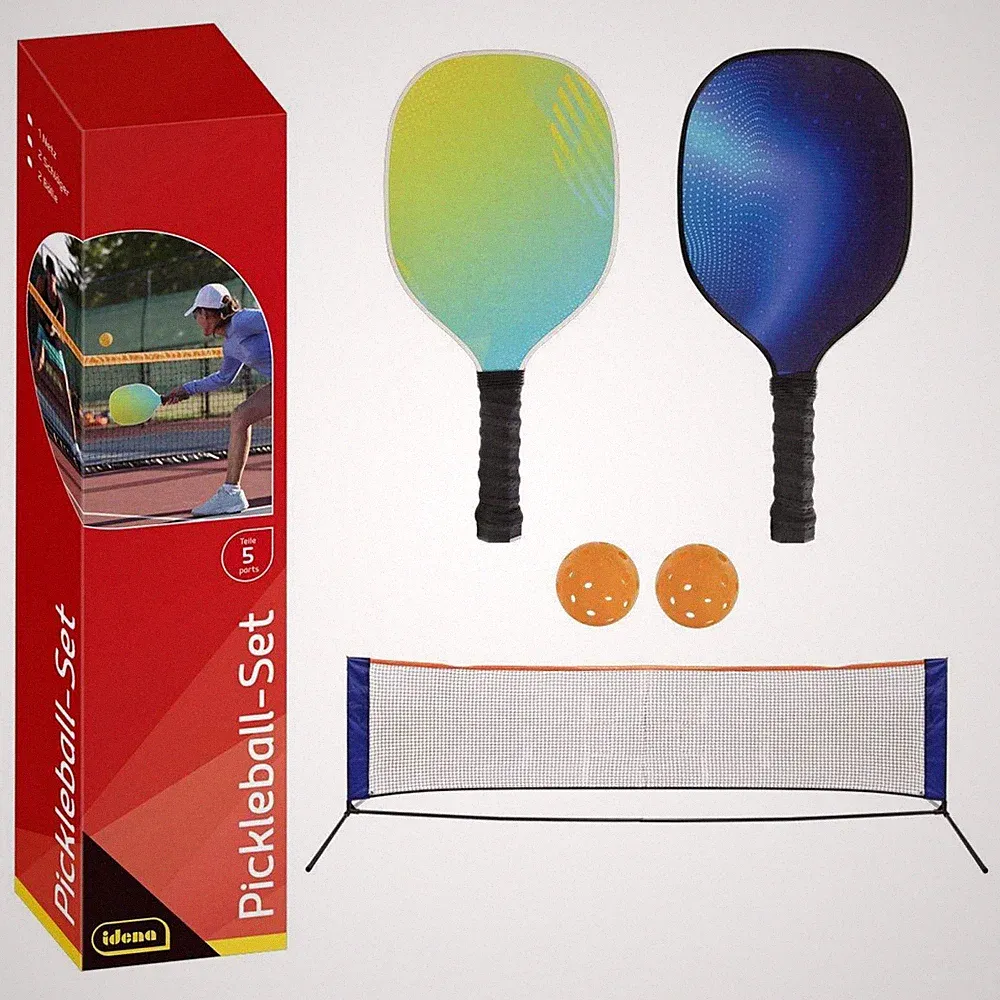 Idena Pickleball Set Netz 2x Schläger/Bälle 5 Teile - 40253