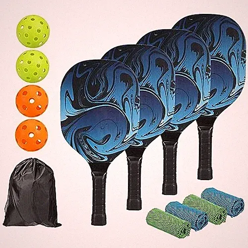 M METERXITY 4er Set Pickleball Paddel hochwertige Holzschläger mit Kissen