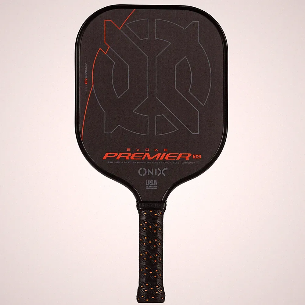 ONIX Pickleball Paddle Evoke Premier Raw Carbon 14 Orange Pickleball-Schläger