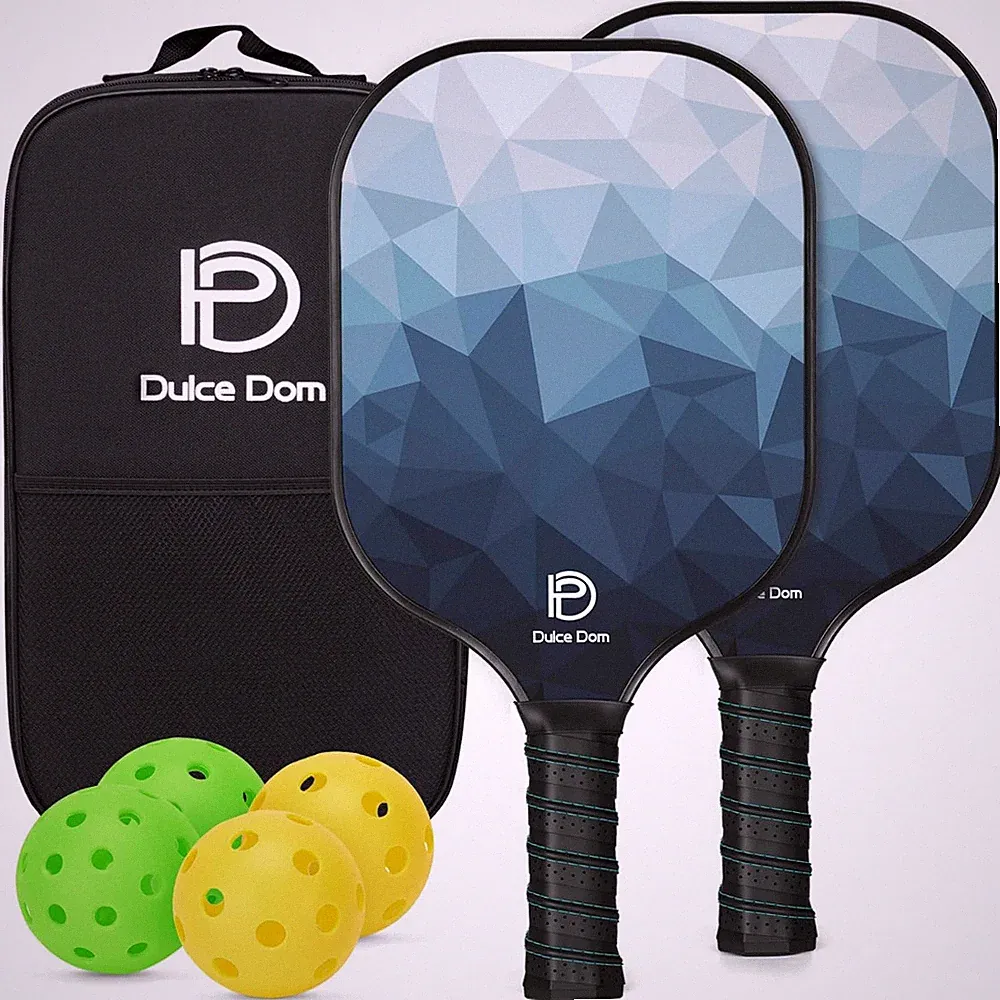 Pickleball Paddel Set 2er Fiberglas Kohlefaser USAPA Schläger mit Bällen Tasche