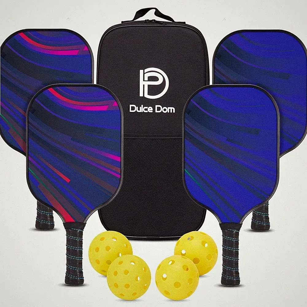Pickleball Paddel Set 4er USAPA Fiberglas Kohlefaser Kinder Schläger Bälle