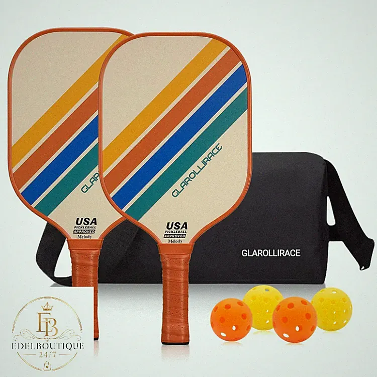 Pickleball Paddel Set mit 2 Fiberglas Schlägern und 4 Bällen, Tasche, USAPA