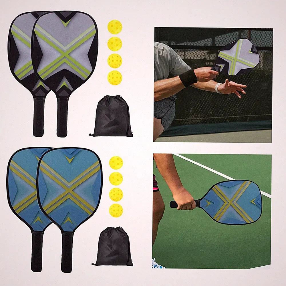 Pickleball Paddles Set Comfort Grip Schläger mit 4 Indoor Outdoor Bällen und