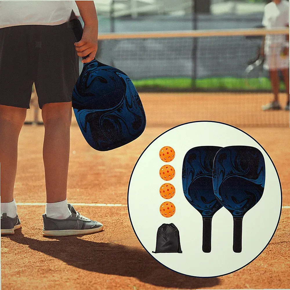 Pickleball Paddles Set Holzzubehör mit 2 Pickleball Schlägern Tragetasche