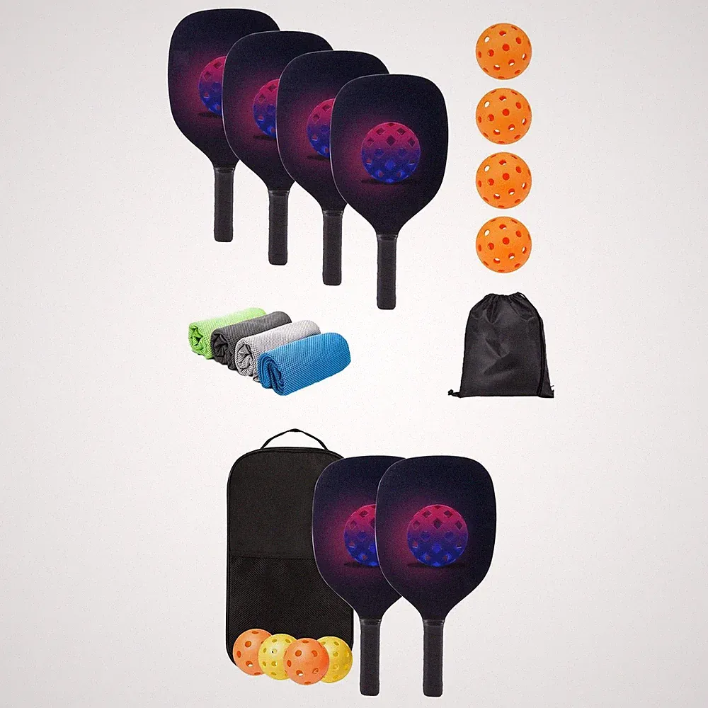 Pickleball Paddles Set Schläger mit 4 Bällen mit Komfortgriff für Anfänger