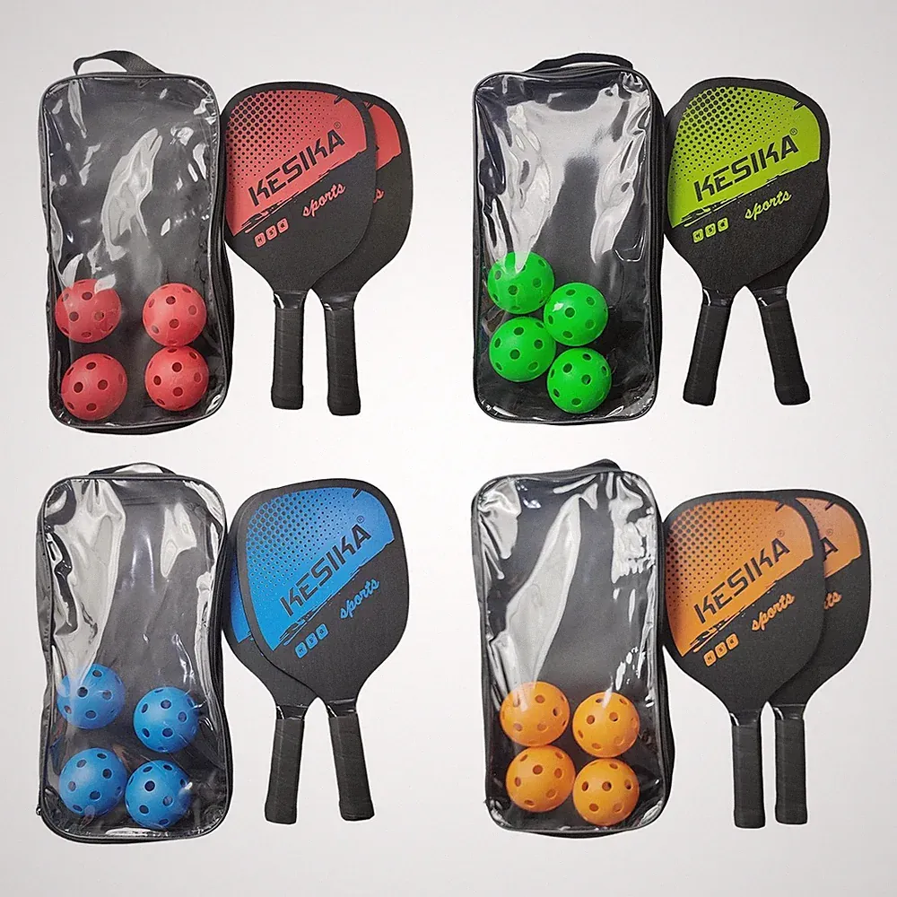 Pickleball Paddles Set Schläger Tragetasche Holz 4 Bälle für Indoor Frauen