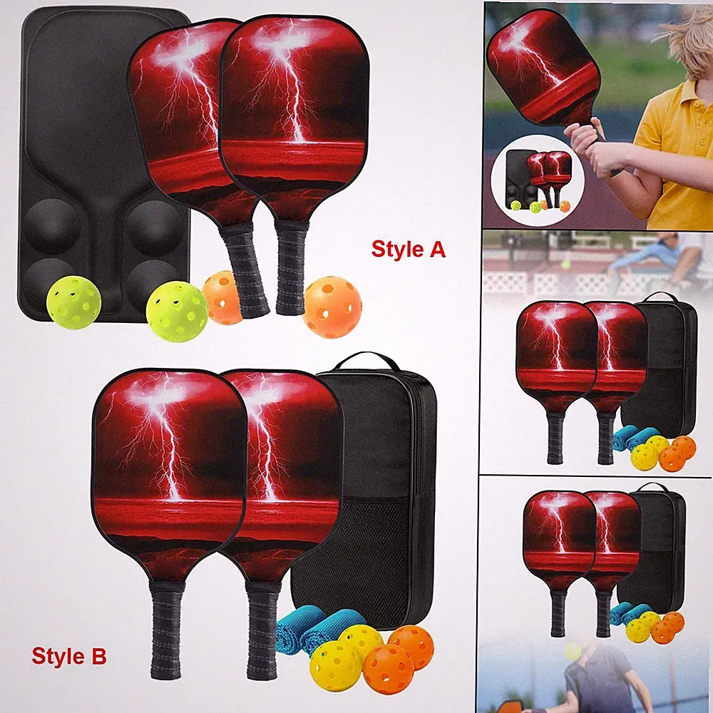 Pickleball-Schläger mit rutschfestem Griff, inklusive 2 Schlägern, 4 Bällen