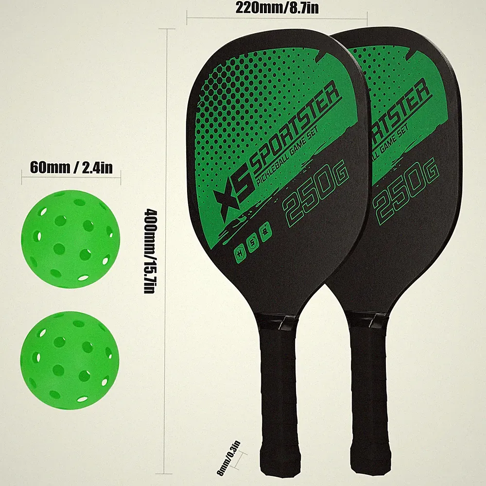 Pickleball Schläger Paddle Set Bälle Tasche Sport Zubehör leicht robust