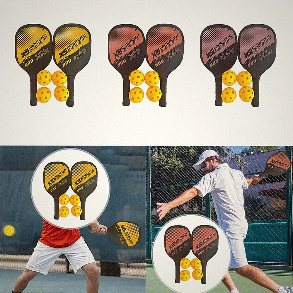 Pickleball-Schläger, Pickleball-Paddel-Set aus Holz, 4 Pickleball-Bälle mit