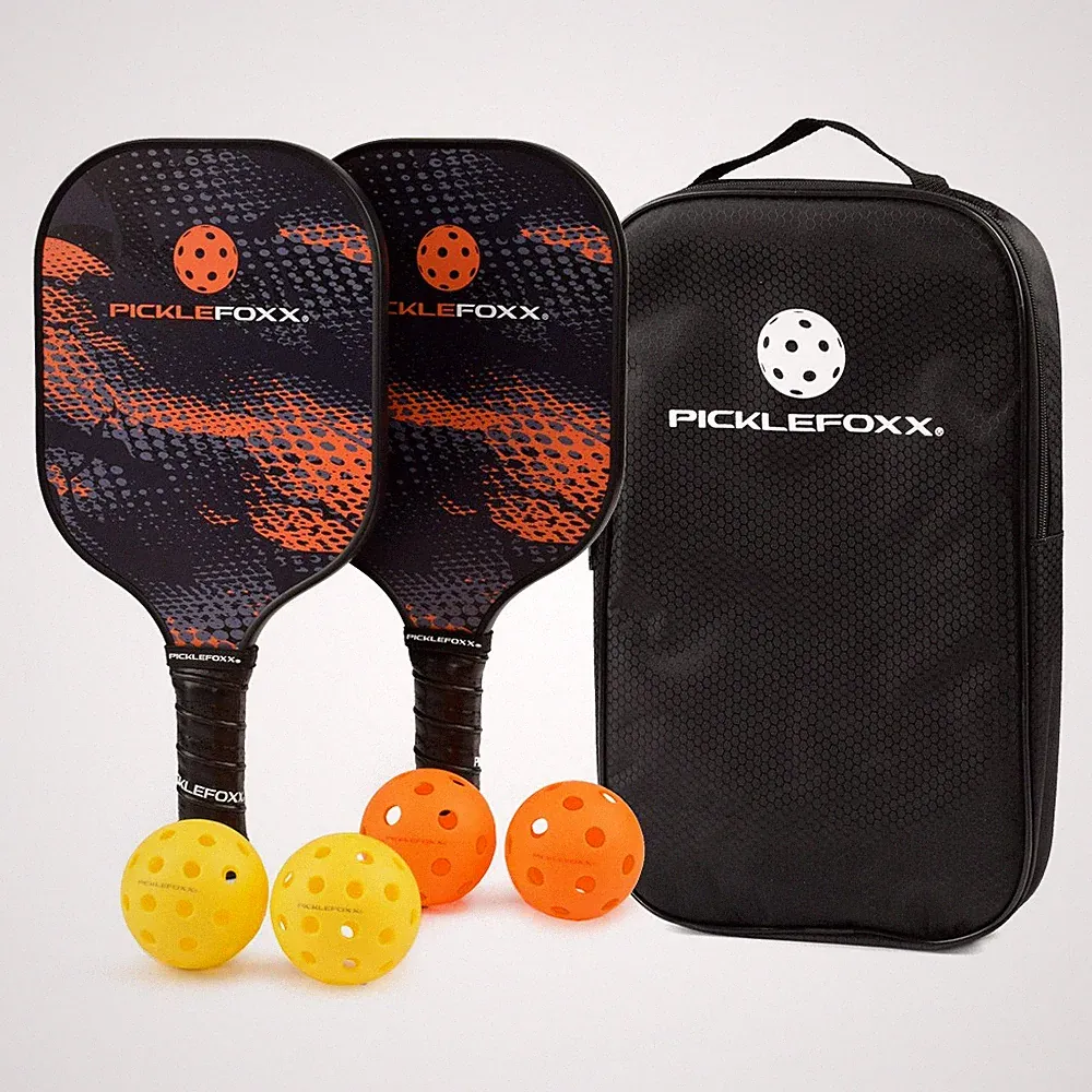 Pickleball Schläger Set mit 4 Bällen und Tasche, PICKLEFOXX Indoor Outdoor Set