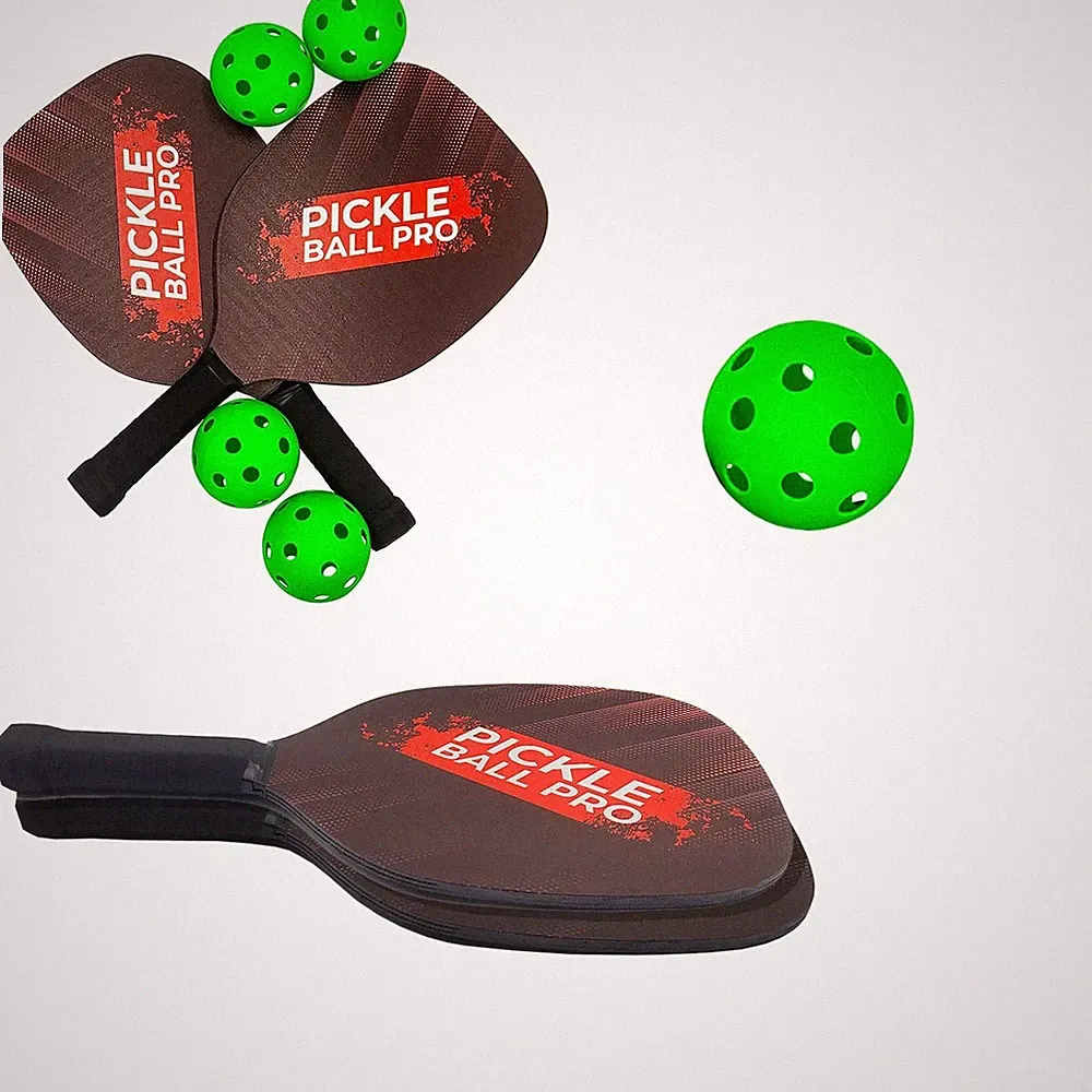 Pickleball Schläger Set mit Bällen, Schwarz, Rot, Weiß