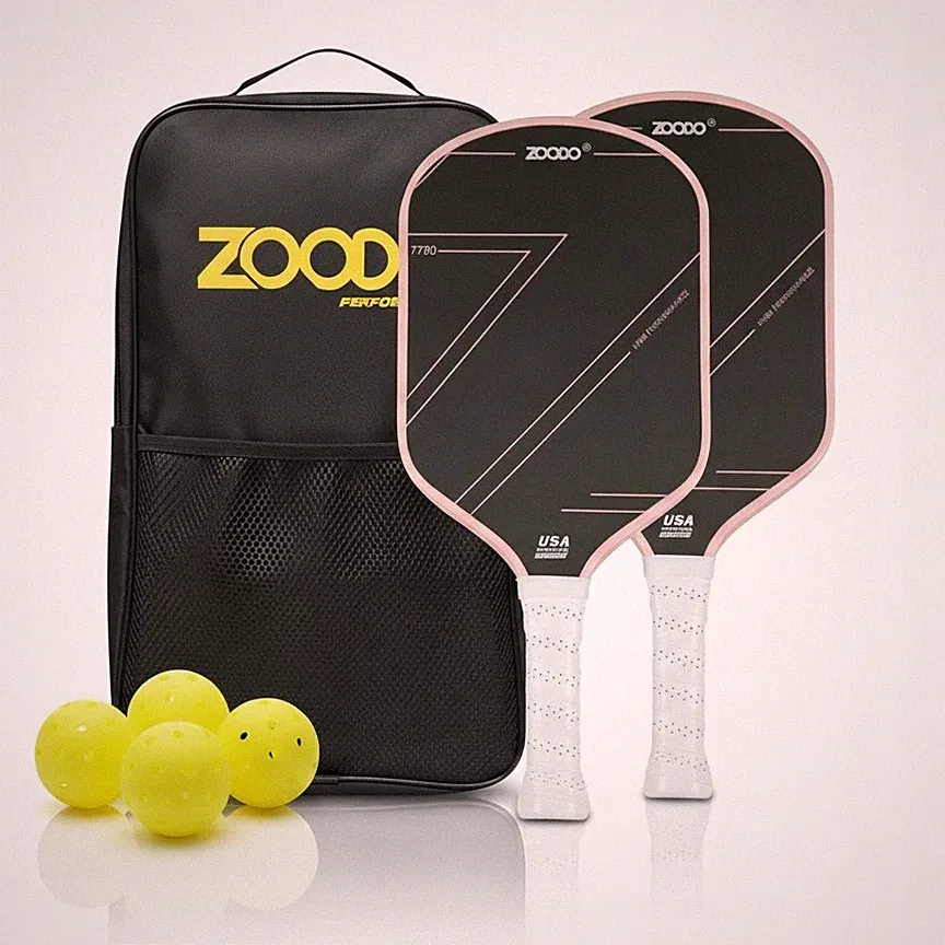 Pickleball-Schläger ZOODO P2 T700 Carbonfaser pink + 4 USAPA-Bälle