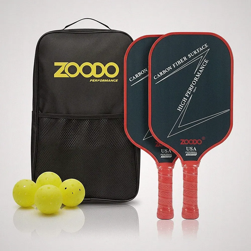Pickleball-Schläger ZOODO P3 T700 Carbonfaser Rot + 4 USAPA-Bälle