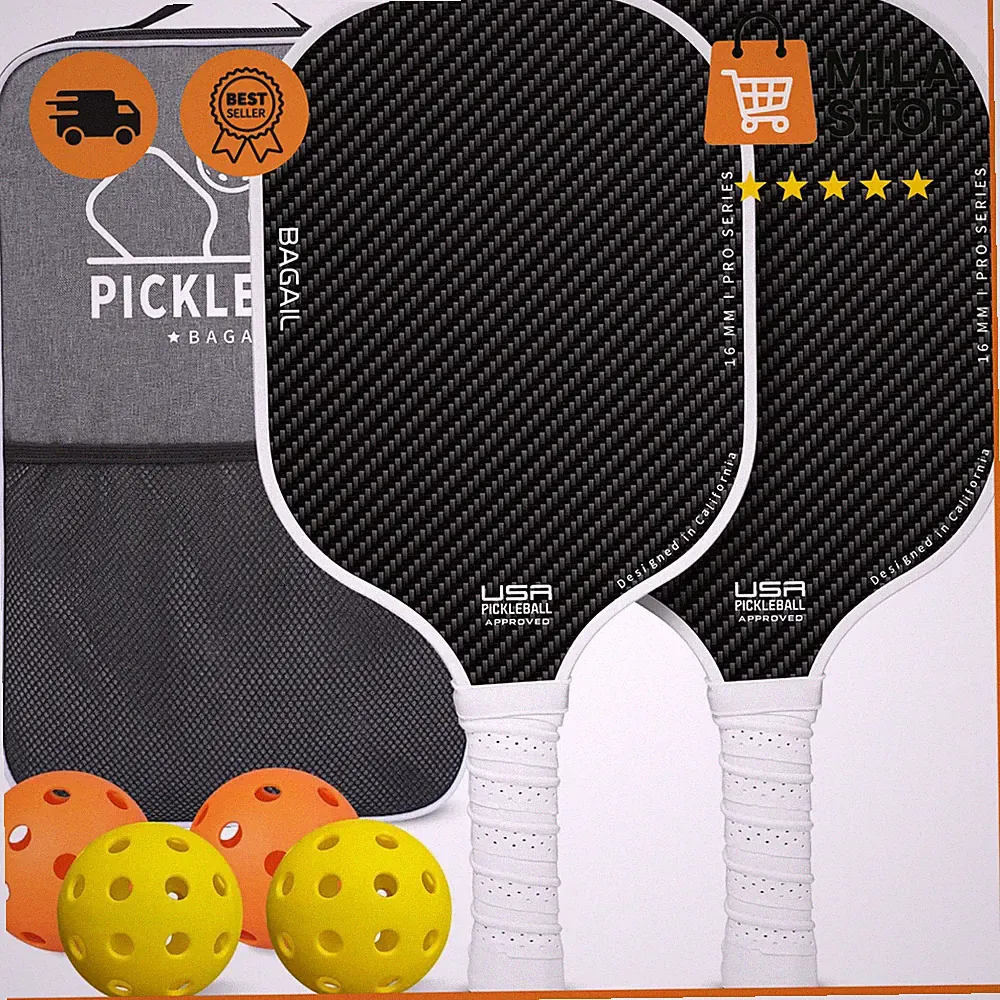 Pickleball Schlägerset 4 Bälle Stoßdämpfung ergonomisch Set 2 Schläger Anfänger
