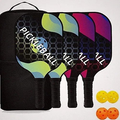 Pickleball-Schlägerset, Fiberglas-Pickleball-Schläger-Set mit 4 Schlägern, 4...