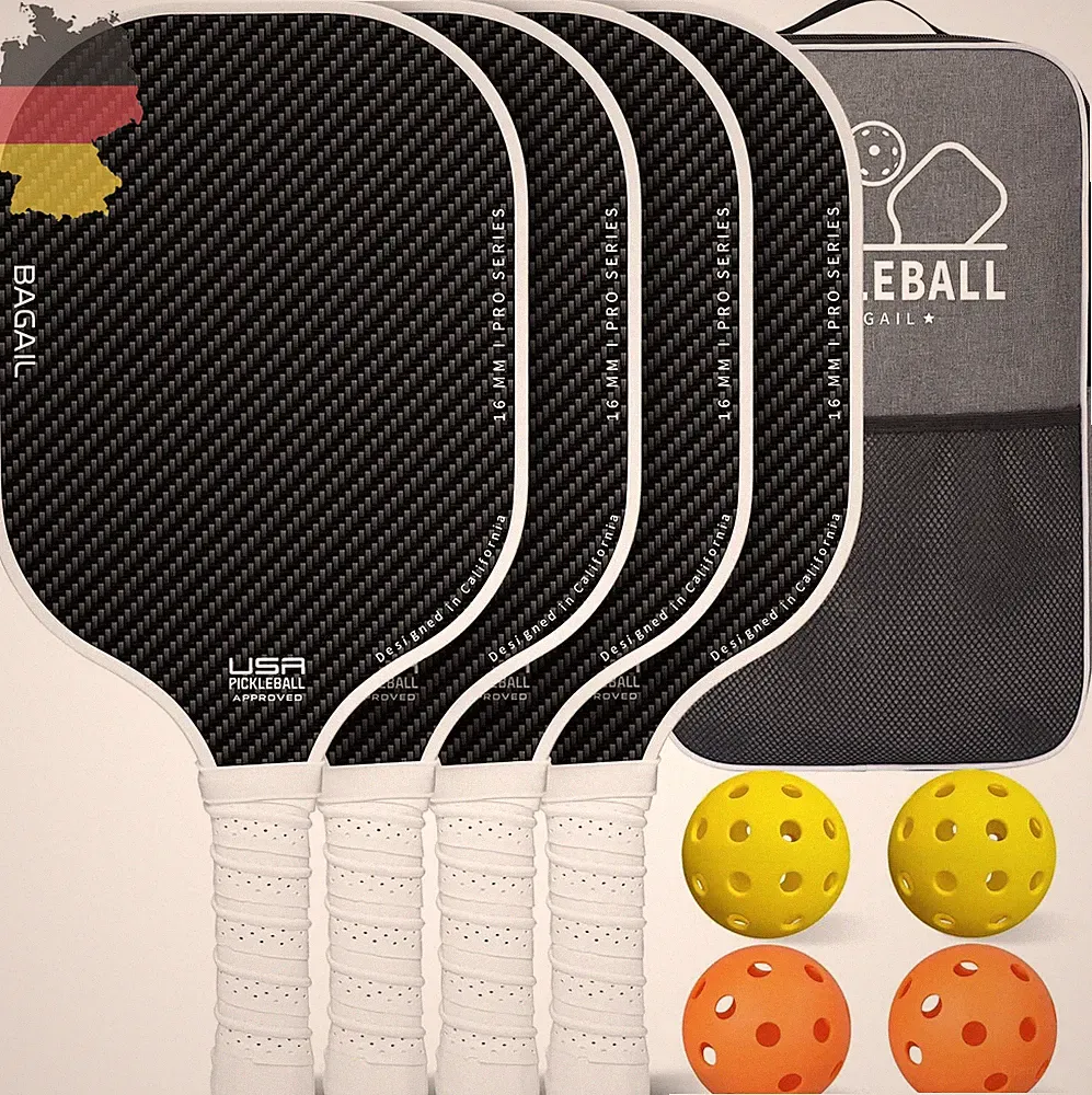 Pickleball Schlägerset für Anfänger und Profis mit 4 Bällen, stoßdämpfend