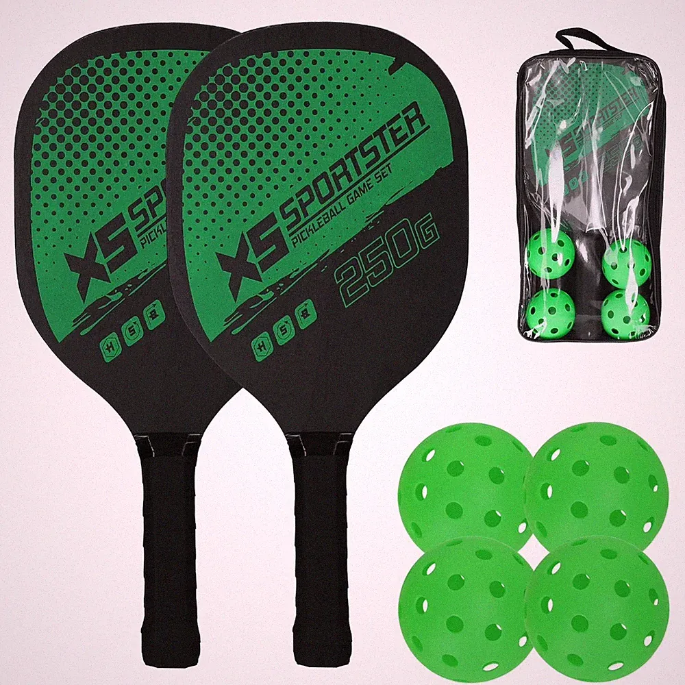 Pickleball-Schlägerset mit 2 Schlägern und 4 Picklebällen, Schläger mit Bällen