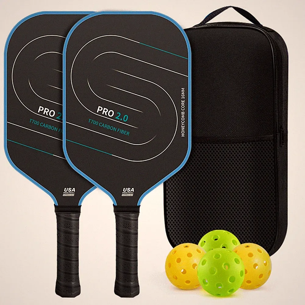 pickleball-schlägerset mit bällen und tasche carbon für freizeit