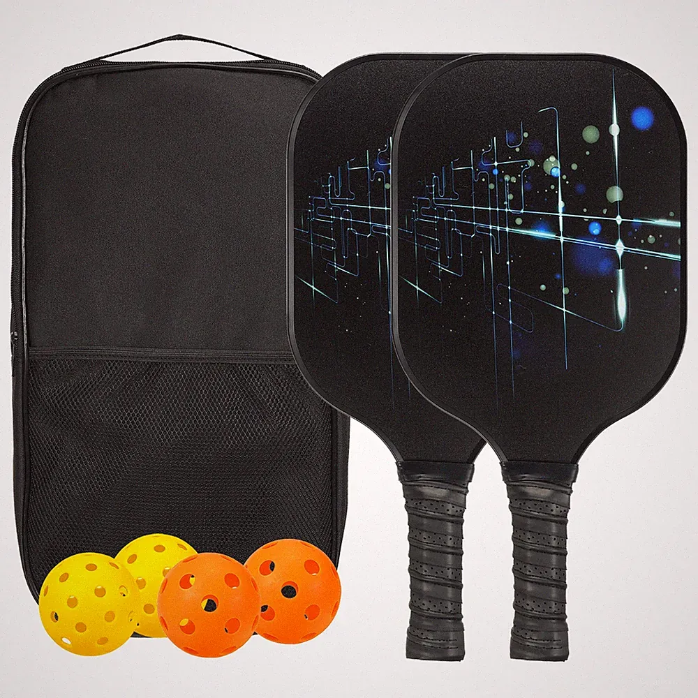 Pickleball-Schlägerset mit Fiberglas-Oberfläche,Black Starlight