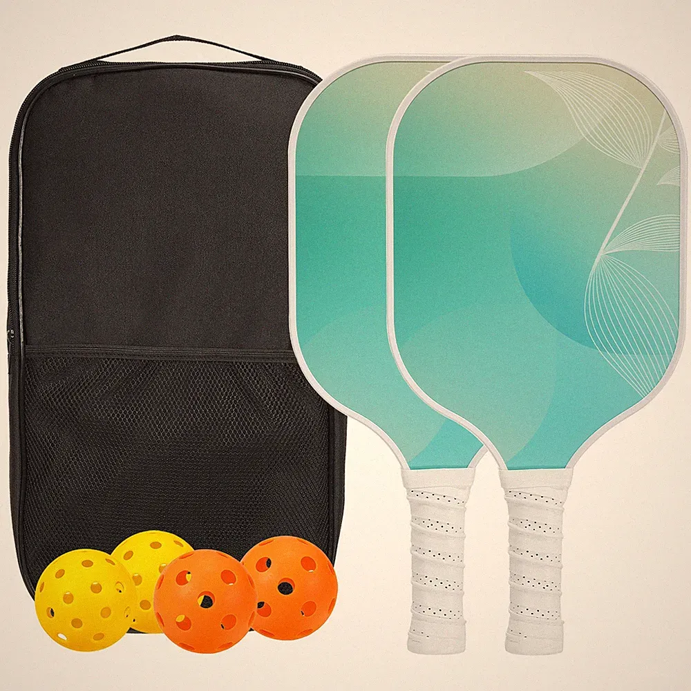 Pickleball-Schlägerset mit Fiberglas-Oberfläche und gepolstertem Griff,Grün