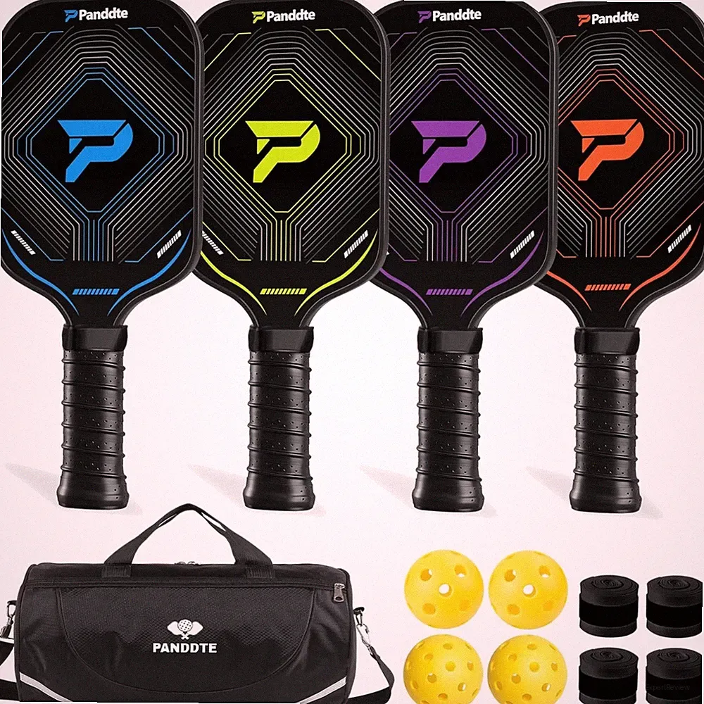Pickleball Set 4 Schläger Bälle Tasche Carbonfaser Anfänger Fortgeschrittene...