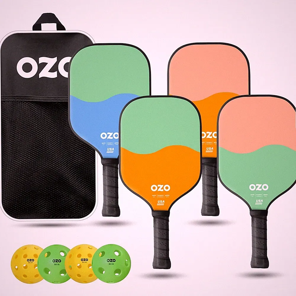 Pickleball Set mit 4 Schlägern + 4 Bällen + Tasche Spark Anfänger KontrollS...