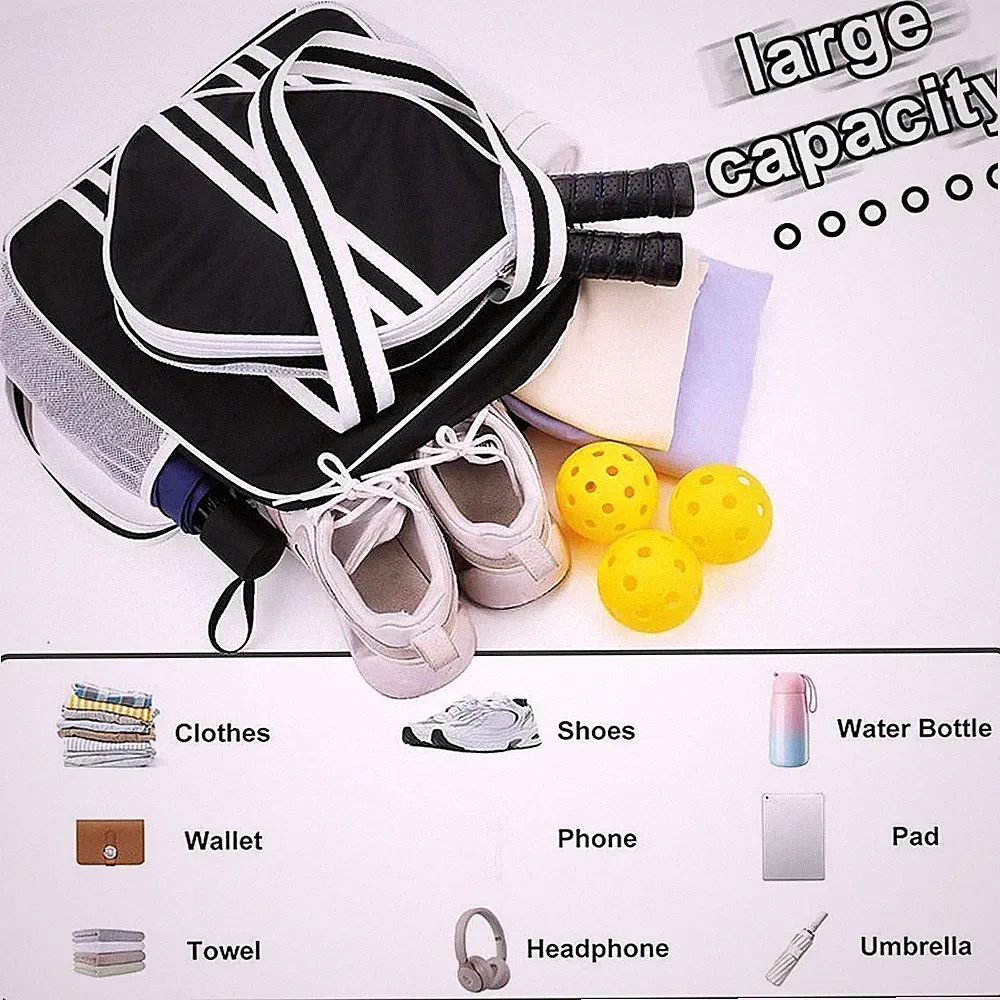 Pickleball Tasche, Fitness Schläger Tragetasche mit Großem Fassungsvermögen